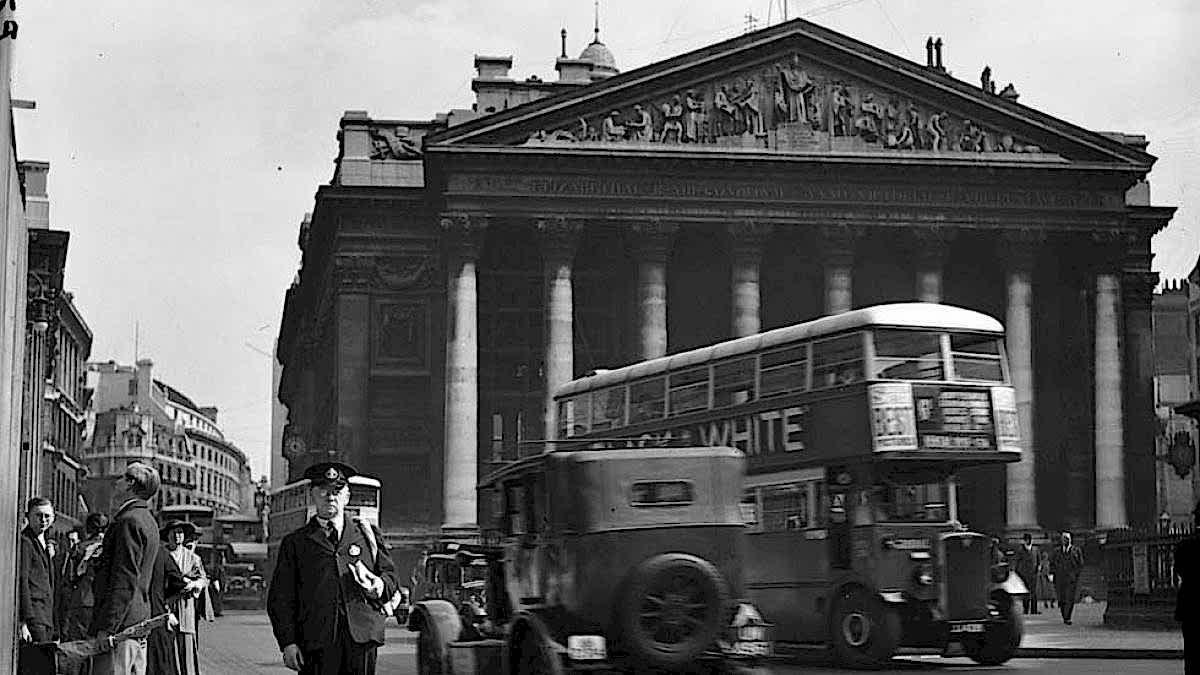 A postman at the Royal Exchange, London.